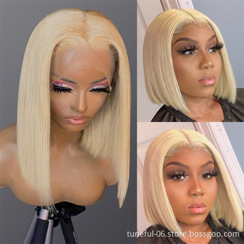 Natural China Lace Closure Bob Wig, Bob Cuticle Aligned Virgin Double Drawn Wig Human Hair Wig For Black Women